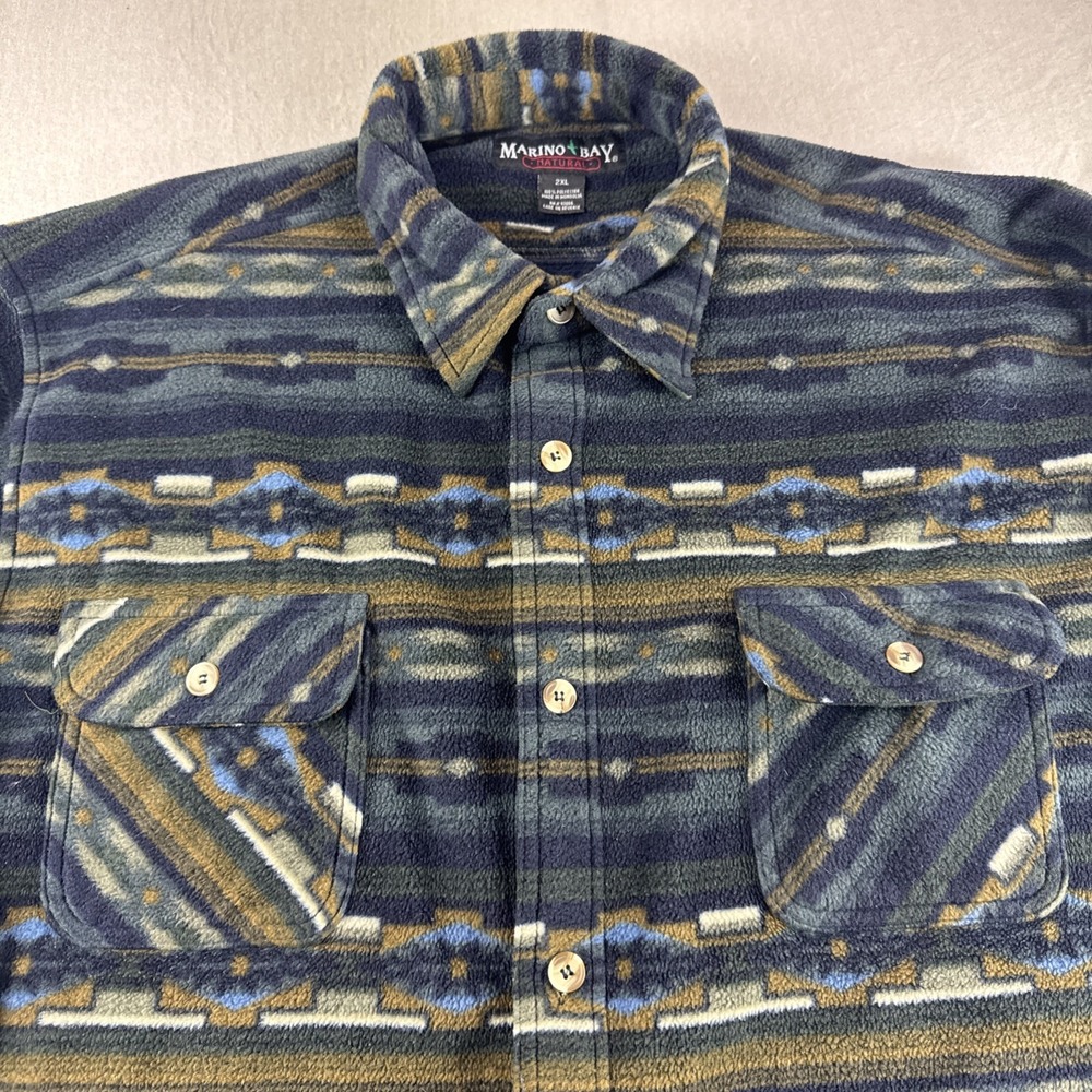 Marino Bay Aztec Flannel Men 2XL Long Sleeve Button Up Shirt Southwestern Cowboy